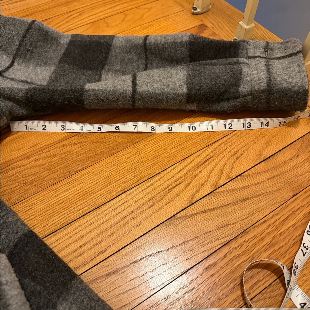 H&M Plaid Shacket Coat XS Gray Black Long Overshirt Jacket - Picture 8 of 12